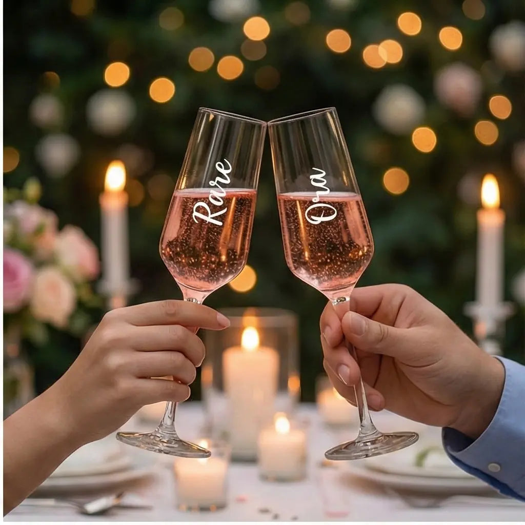 Personalized Champagne Flutes - Premium Engraved Champagne Glasses