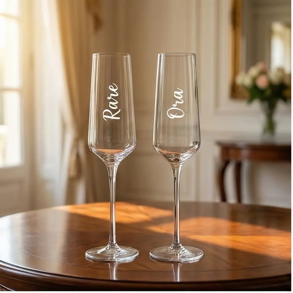 Personalized Champagne Flutes - Premium Engraved Champagne Glasses